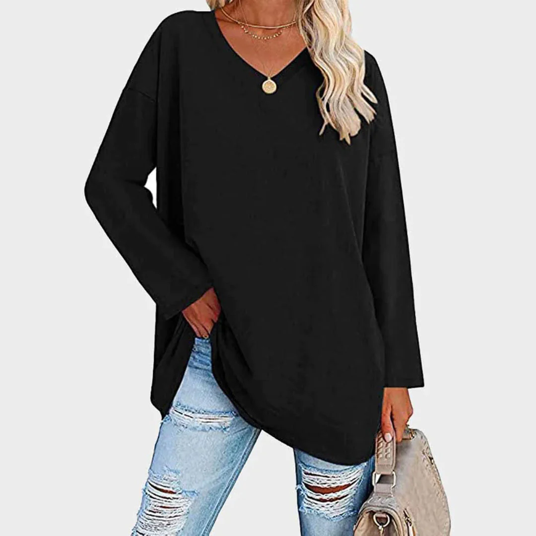 Ania - Blouse chic à col en V et manches longues
