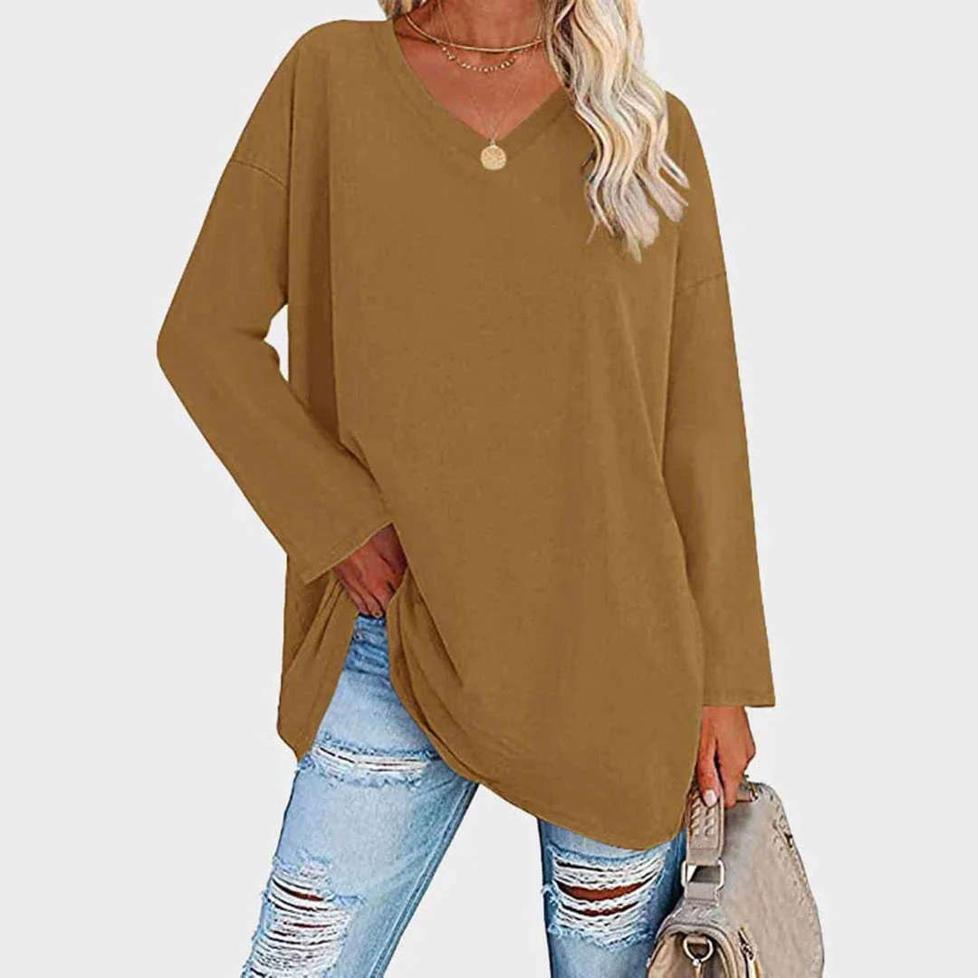 Ania - Blouse chic à col en V et manches longues - Image 11