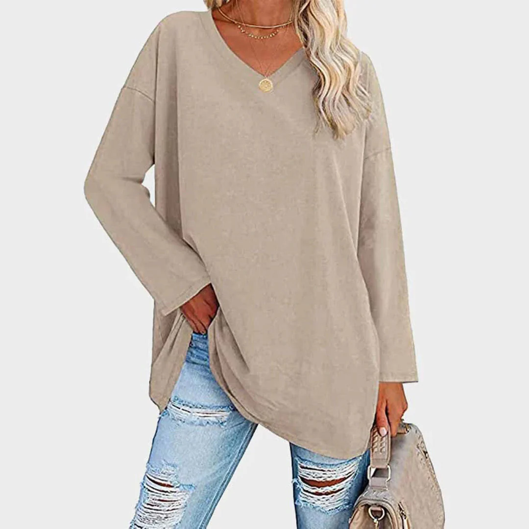 Ania - Blouse chic à col en V et manches longues - Image 12