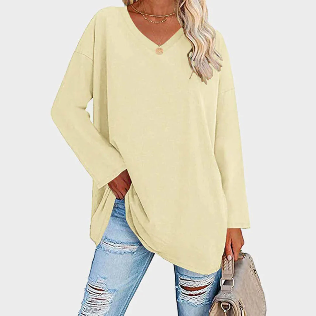 Ania - Blouse chic à col en V et manches longues - Image 13