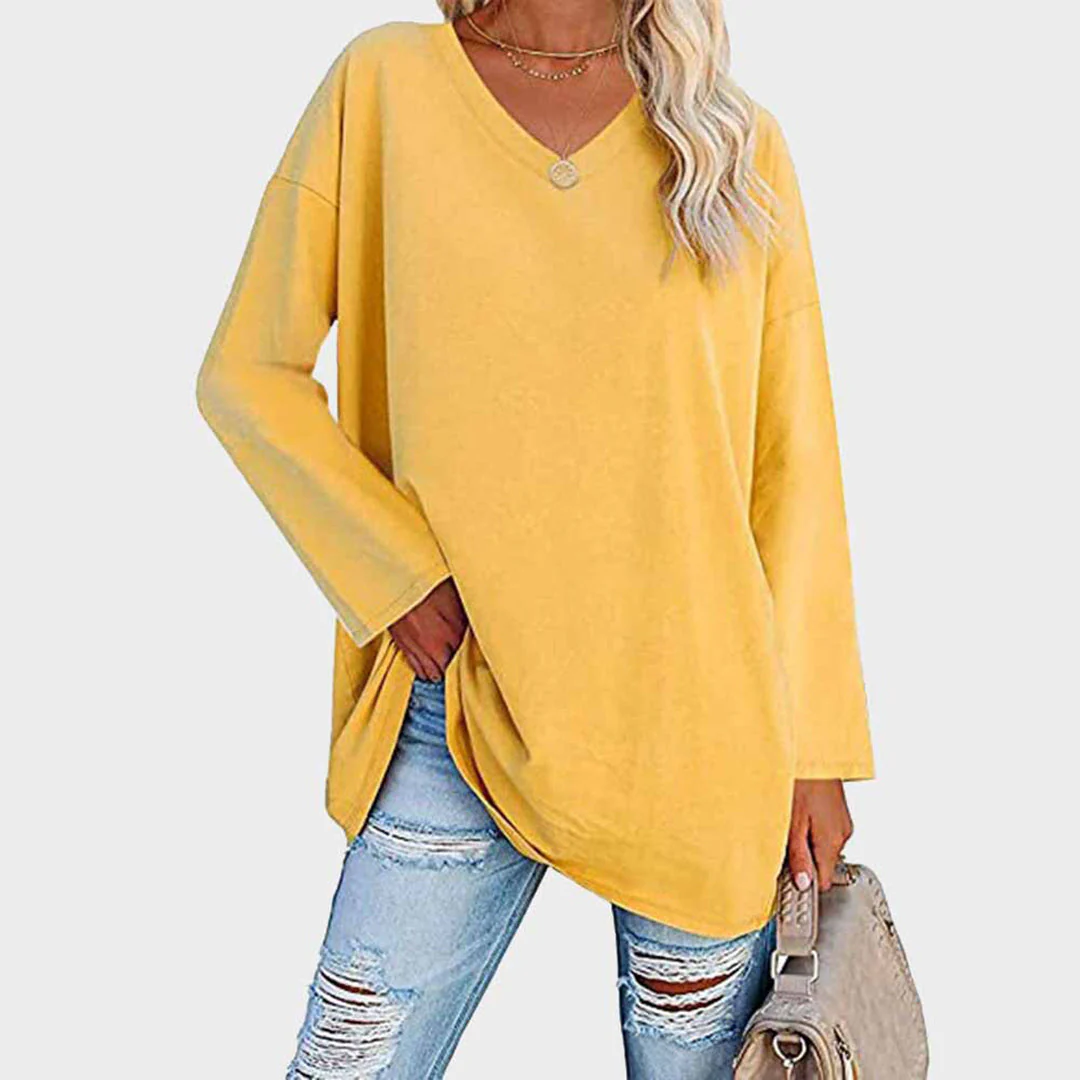 Ania - Blouse chic à col en V et manches longues - Image 3