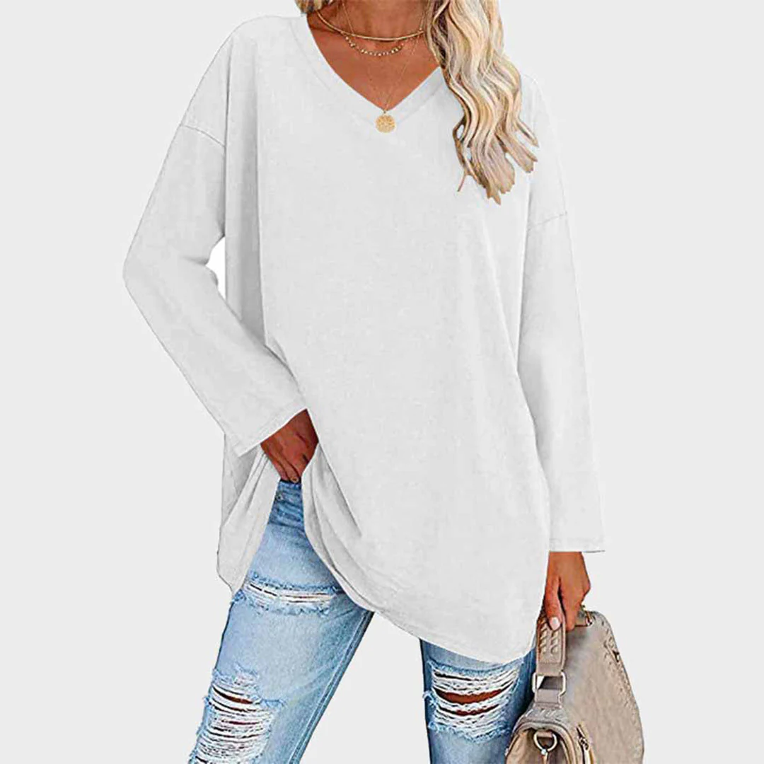 Ania - Blouse chic à col en V et manches longues - Image 7
