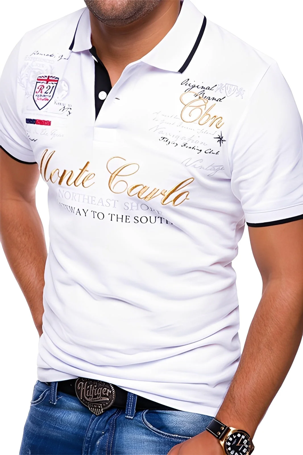 Brent - T-shirt polo décontracté avec imprimé pour hommes - Image 4