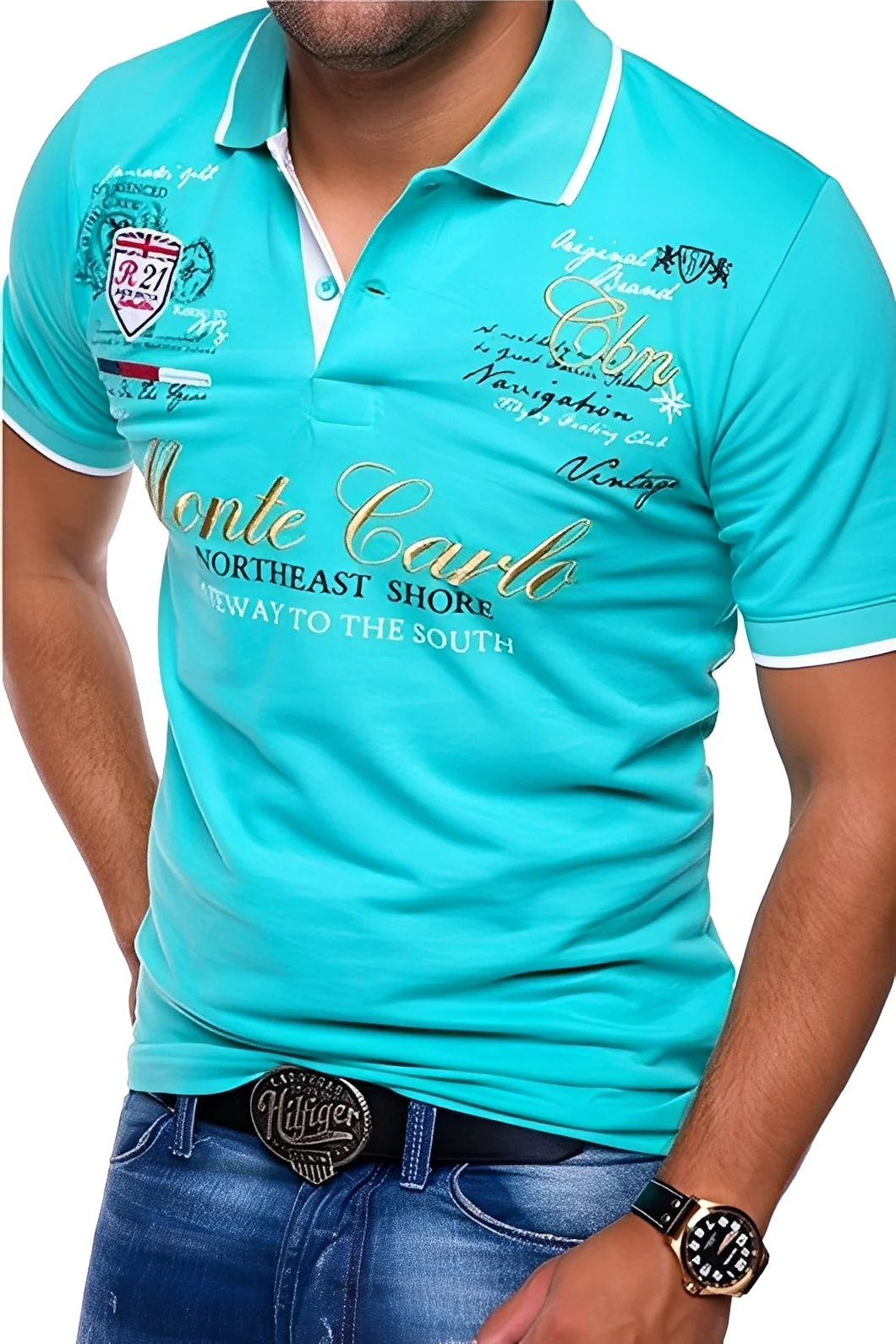 Brent - T-shirt polo décontracté avec imprimé pour hommes - Image 5