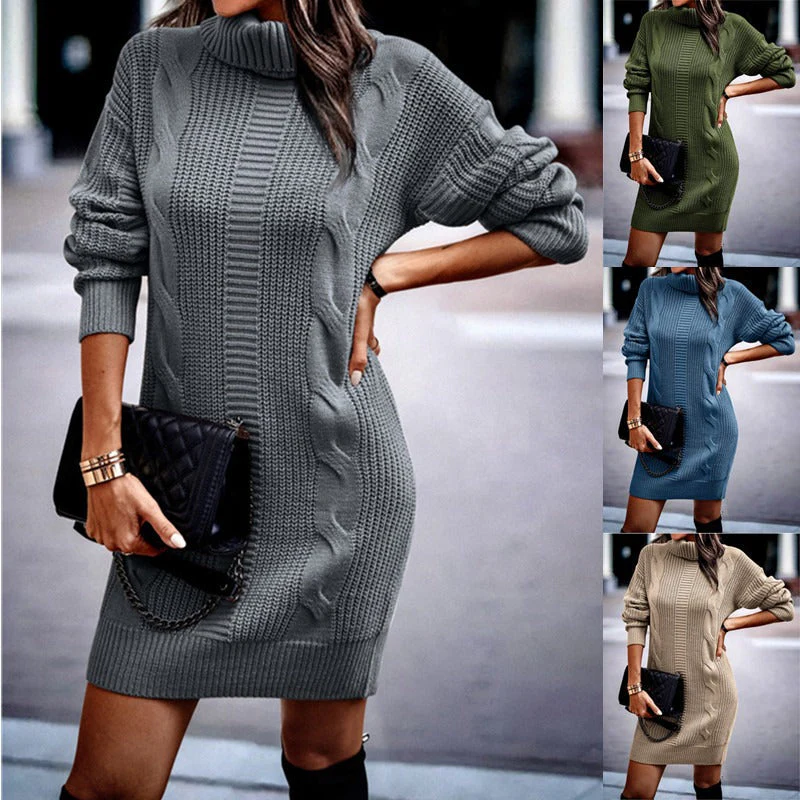 Carreen - Robe en maille à manches longues avec col roulé - Image 3