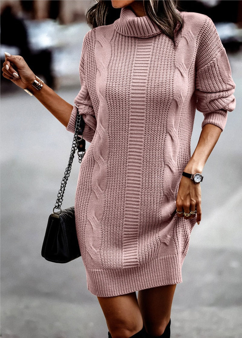 Carreen - Robe en maille à manches longues avec col roulé - Image 4