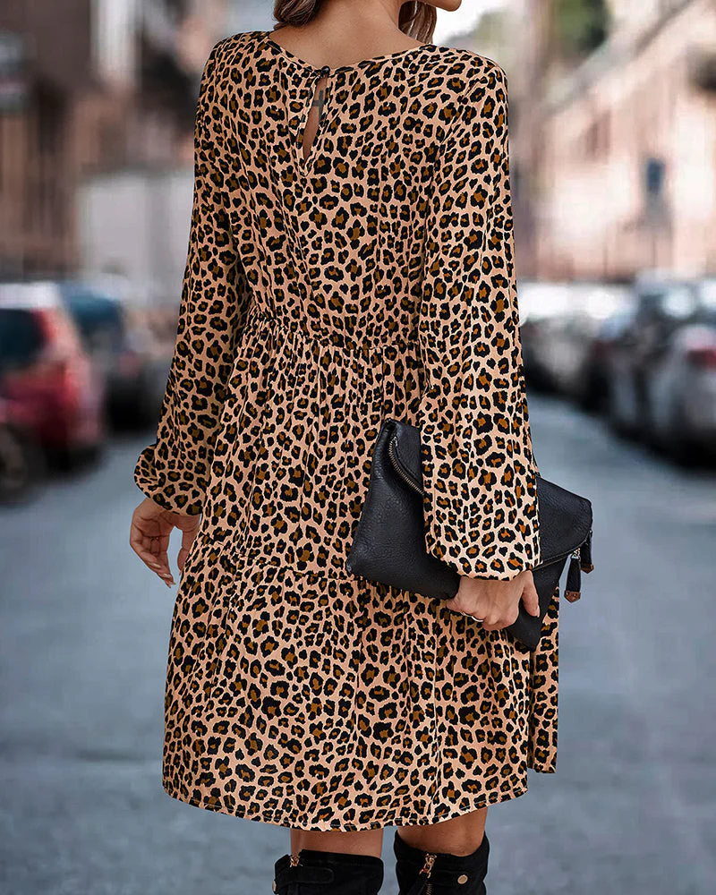 Cheetah - Robe Ample à Manches Longues Imprimé Léopard - Image 4