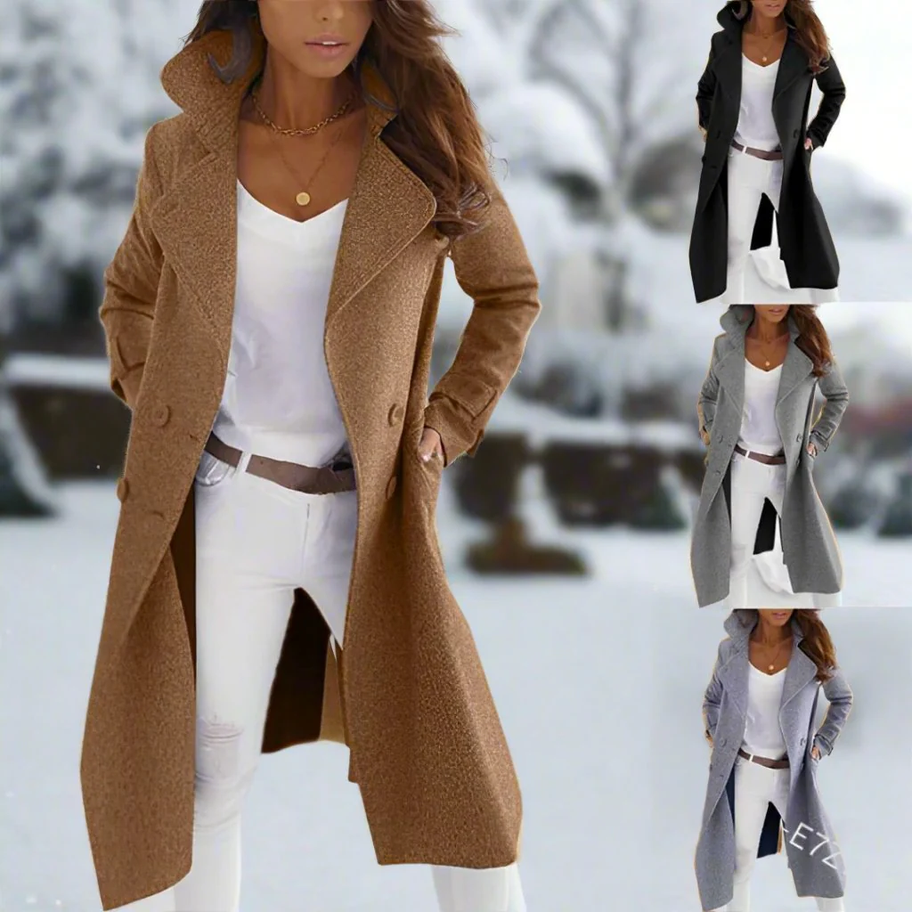Nova - Manteau élégant en laine avec boutons - Image 3