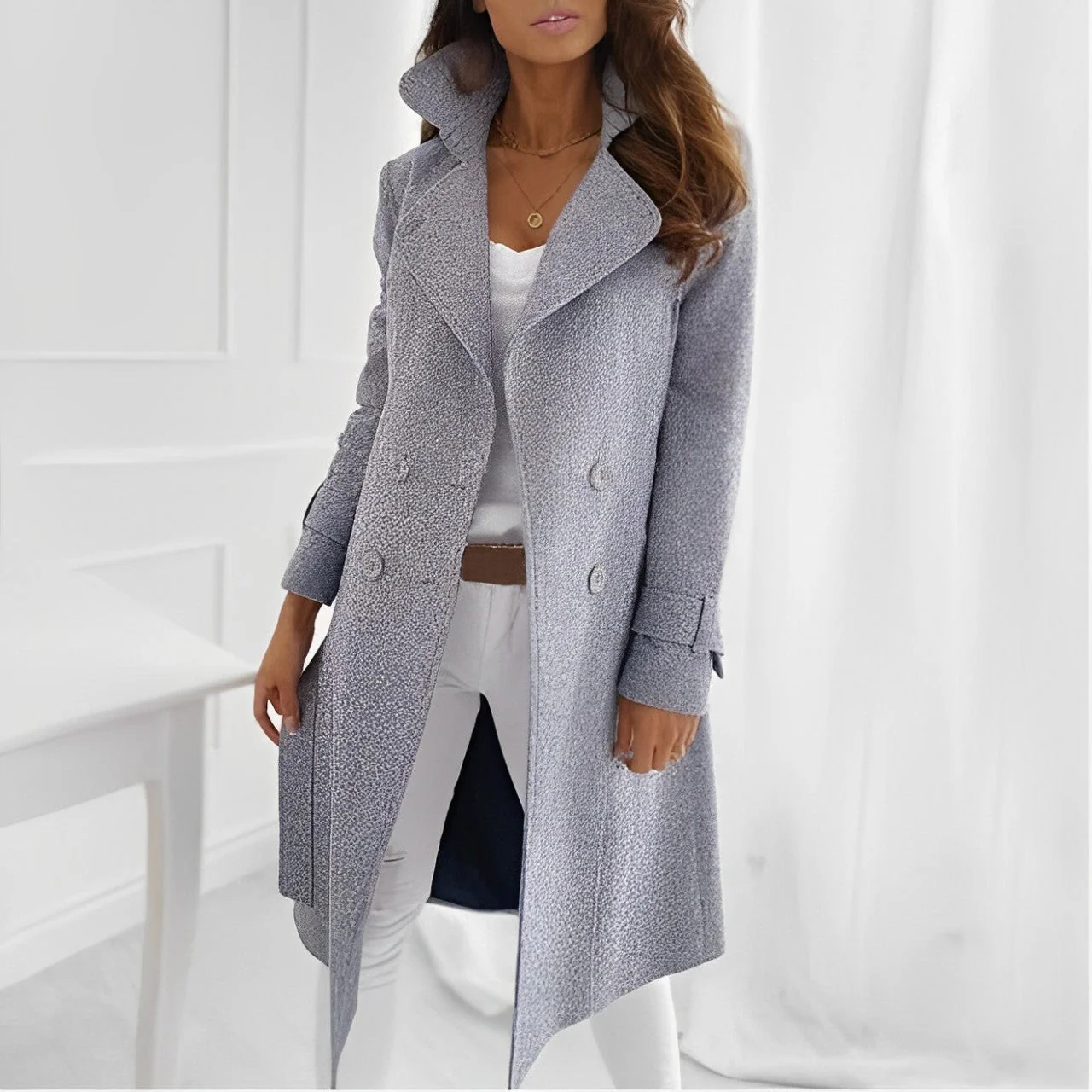 Nova - Manteau élégant en laine avec boutons - Image 5