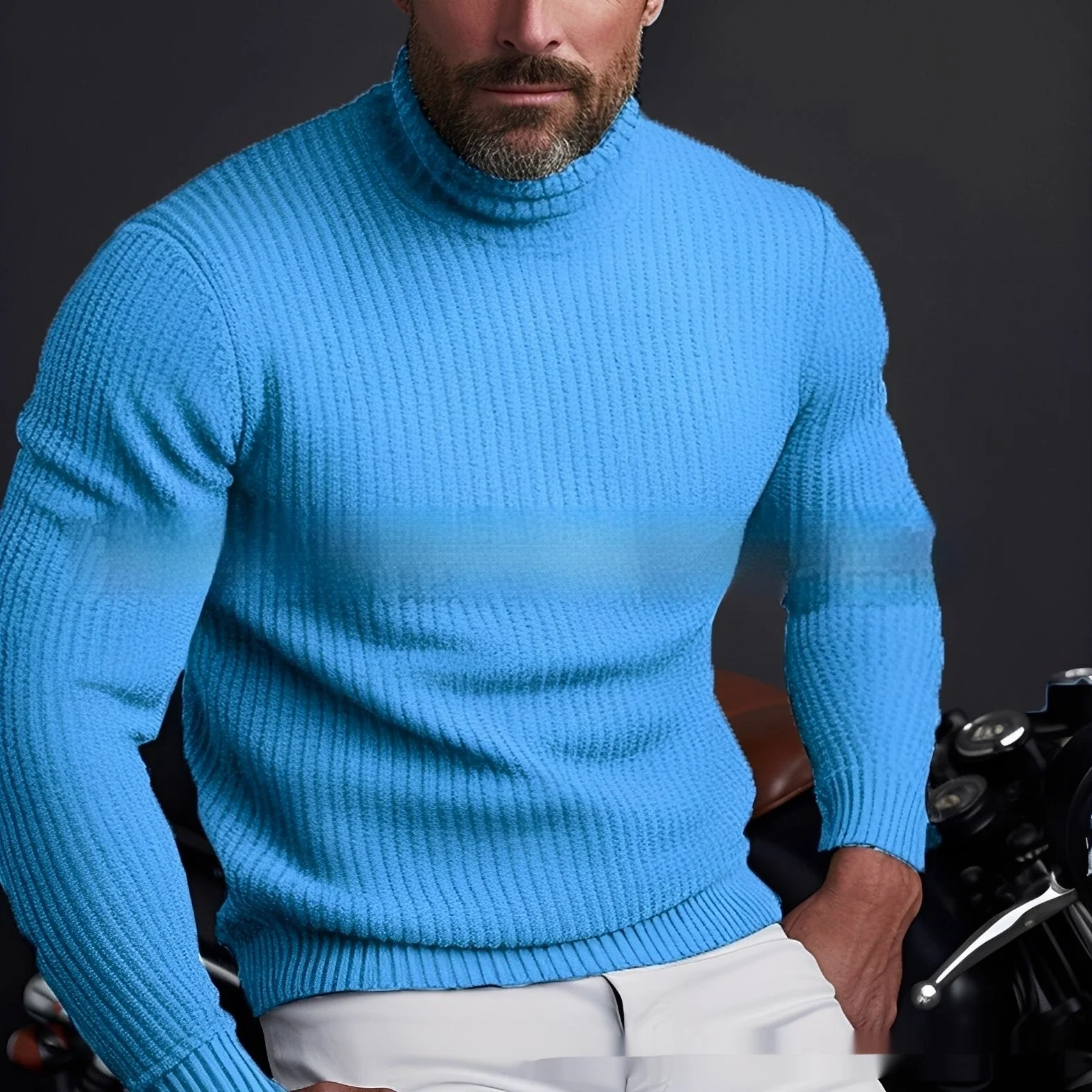 Randolf - Pull à col roulé simple et chic pour hommes - Image 4