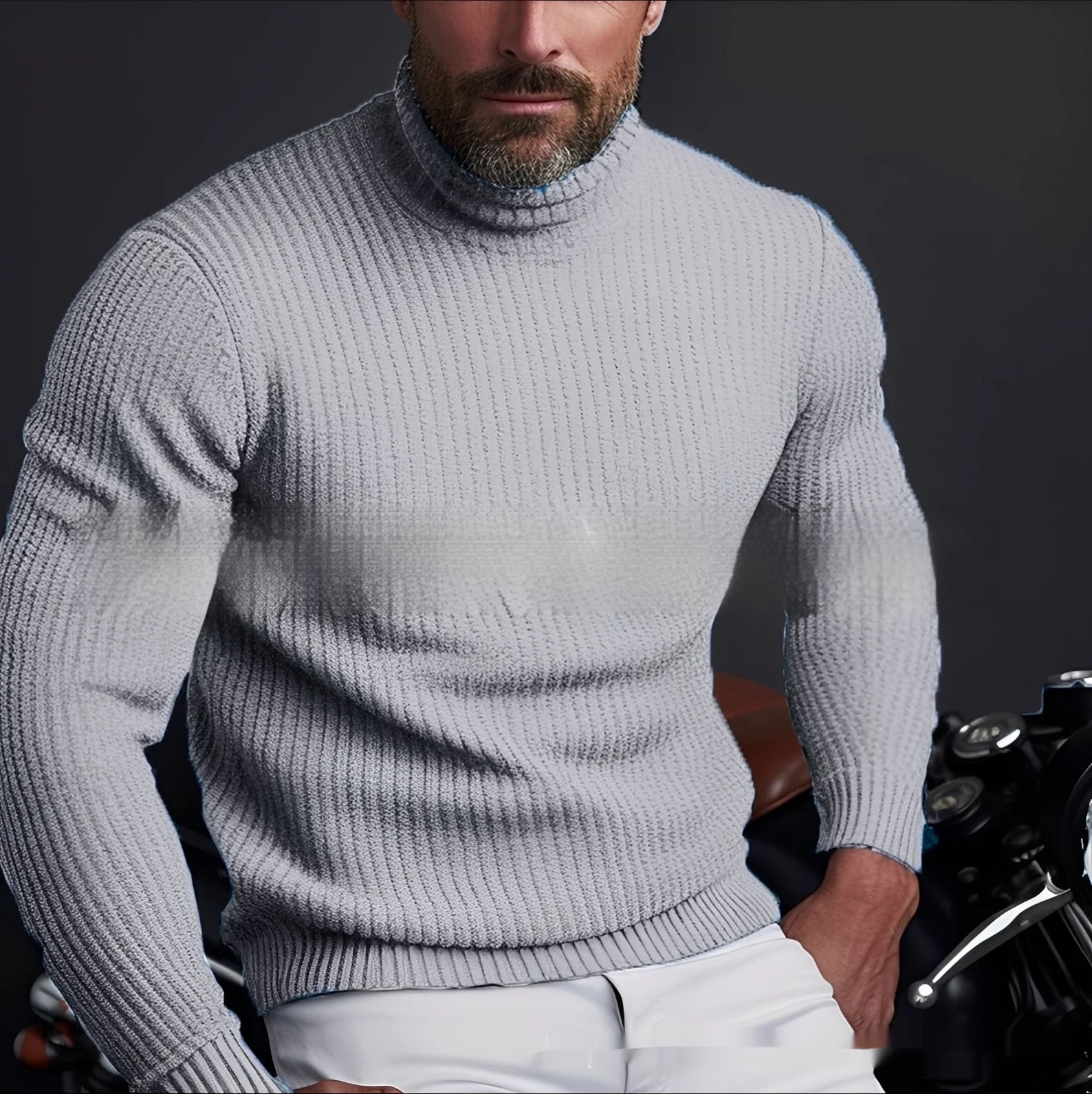 Randolf - Pull à col roulé simple et chic pour hommes - Image 5
