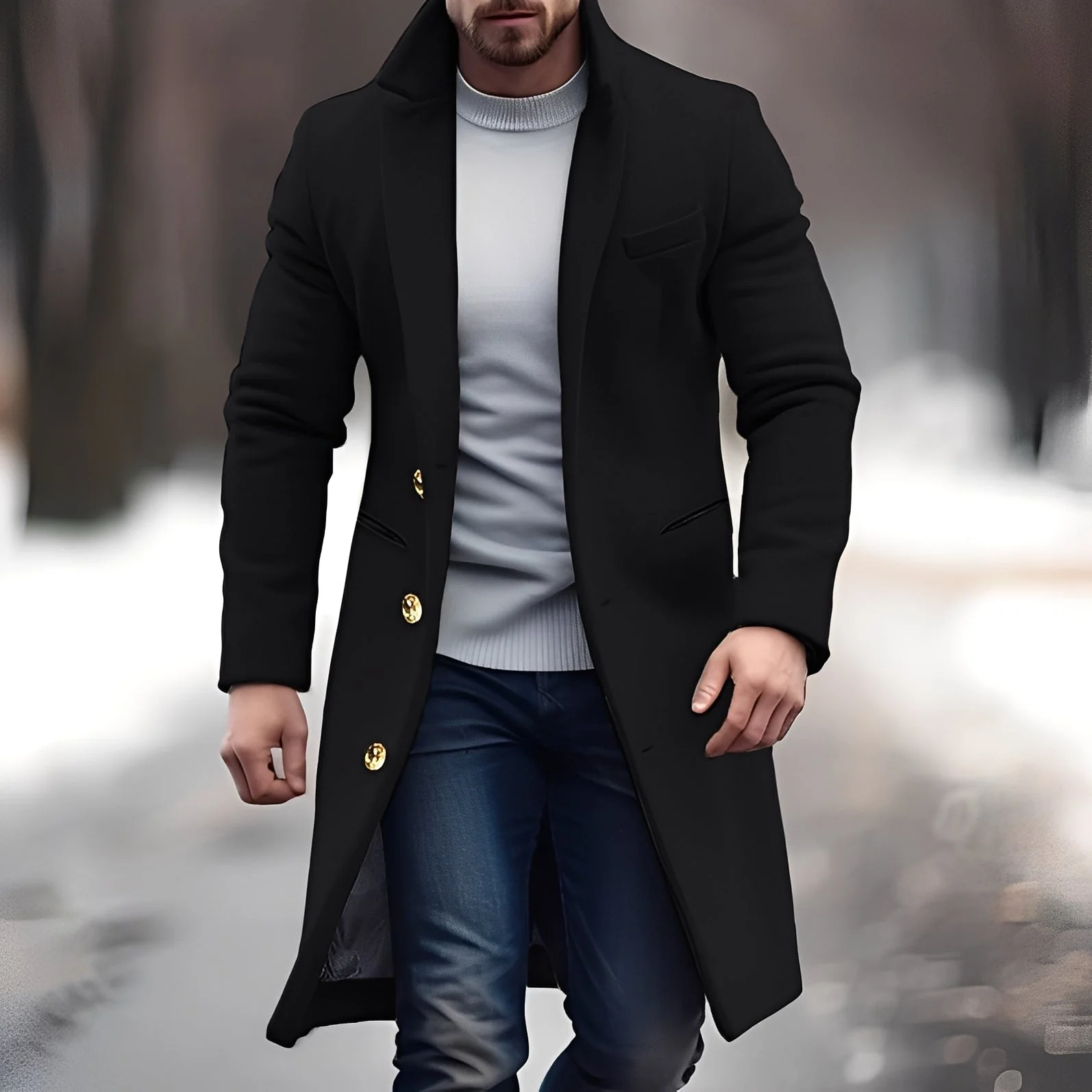Zackary - Manteau décontracté mi-long en laine pour homme - Image 3