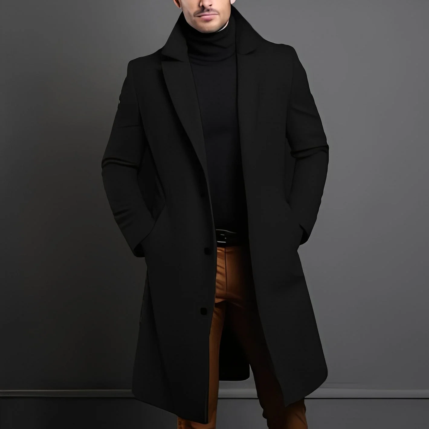 Zackary - Manteau décontracté mi-long en laine pour homme - Image 5